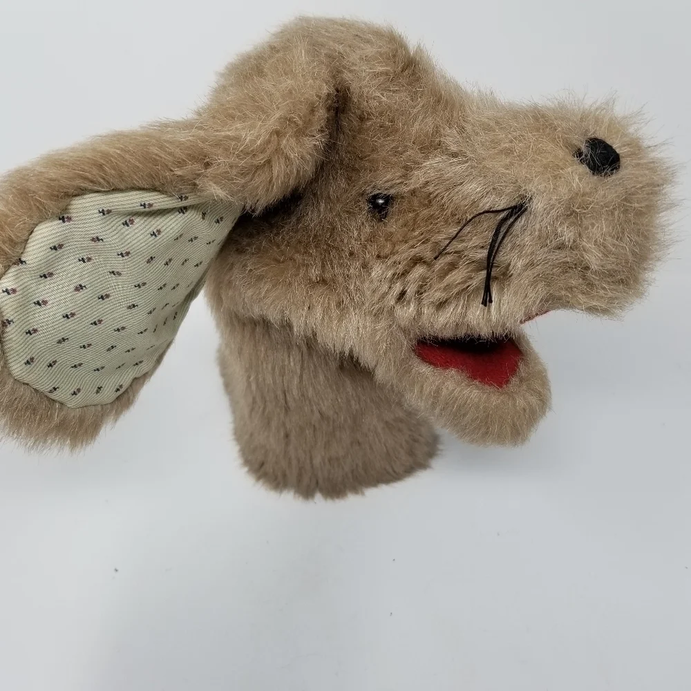Dog Puppy Furry Hand Puppet Vintage Hand Made Animal Kids Golf Cover Pet Golden